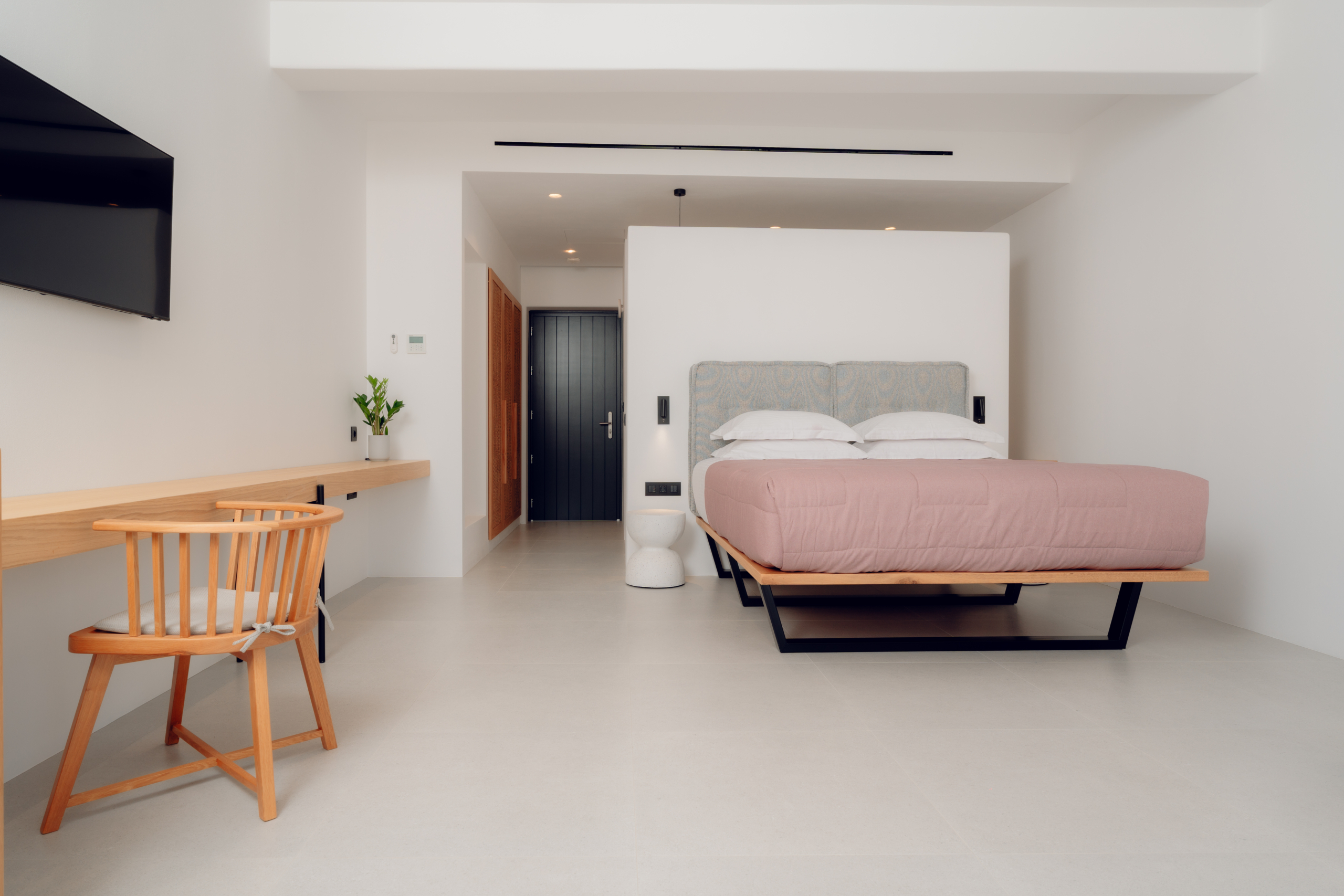 Bliss Hotel Ios suite exterior with private pool and olive tree, Ios Greece